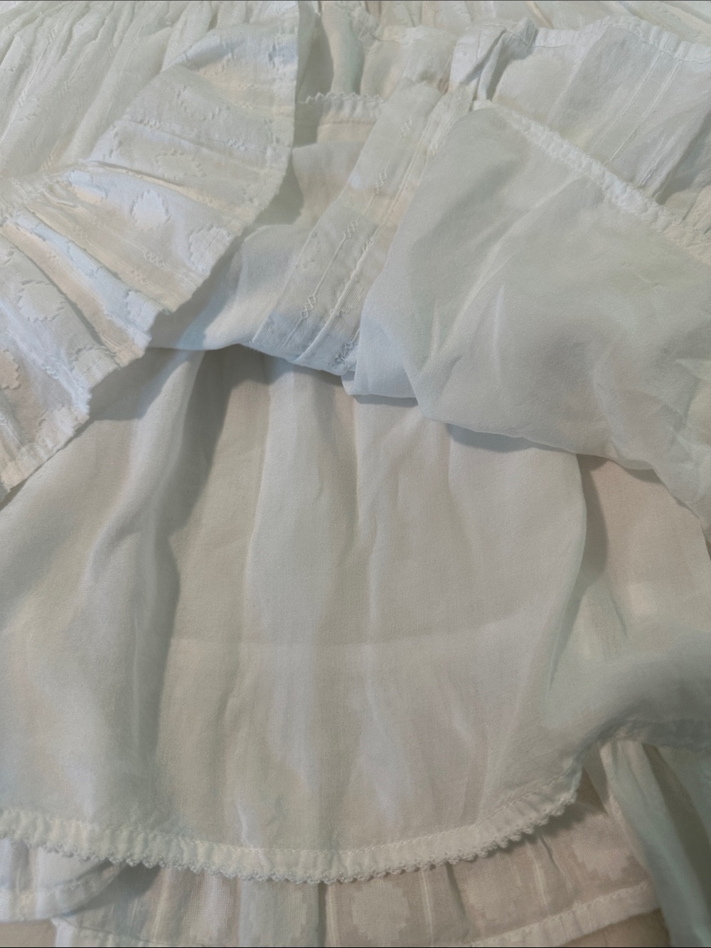 Anthropologie White Eyelet Ruffled Button-Front Dress - Picture 4 of 7
